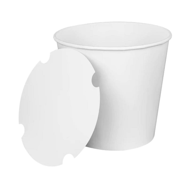 Karat KRTCFB170WBNDL Food Bucket with Lid, 170 oz, 8.9" Diameter x 8.36" h, White, Paper, 150/Carton