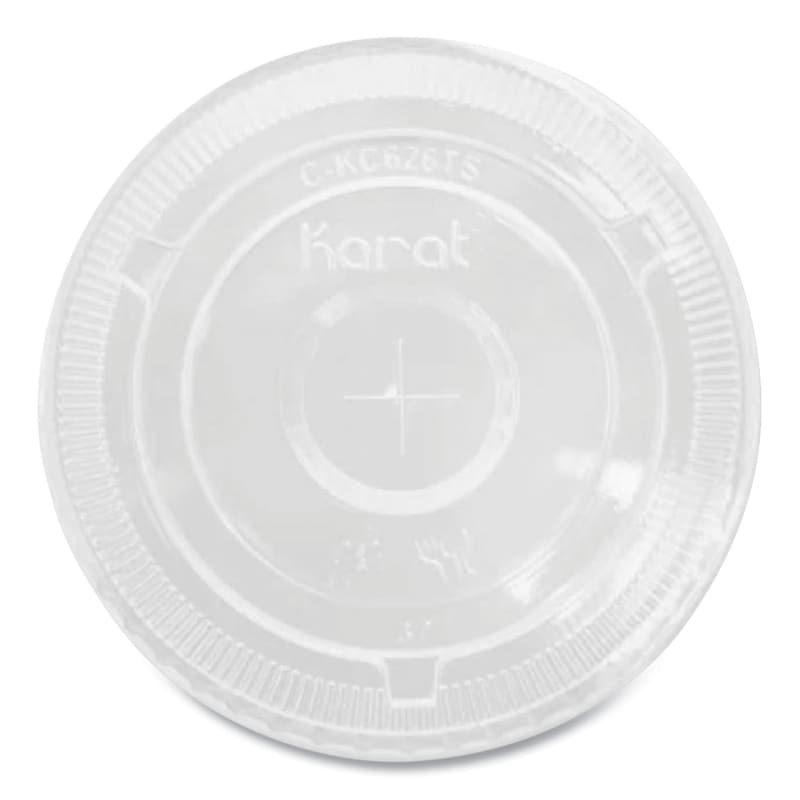 Karat KRTCKC107TS PET Lids, Flat with Straw Slot, Fits 32 oz Cold Cups, Plastic, Clear, 500/Carton