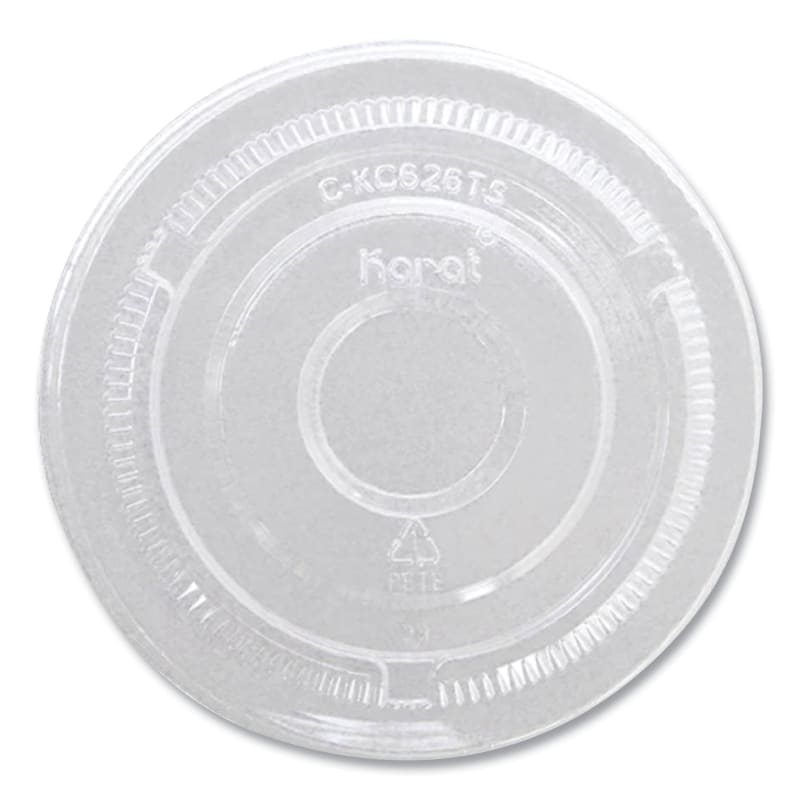Karat KRTCKC626TSNH PET Lids, No Hole Flat Lid, 12 oz to 24 oz Cold Cups, Plastic, Clear, 1,000/Carton