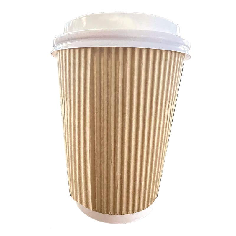 Karat KRTCKRC508 Ripple Hot Cups, 8 oz, Paper, Kraft/White, 500/Carton