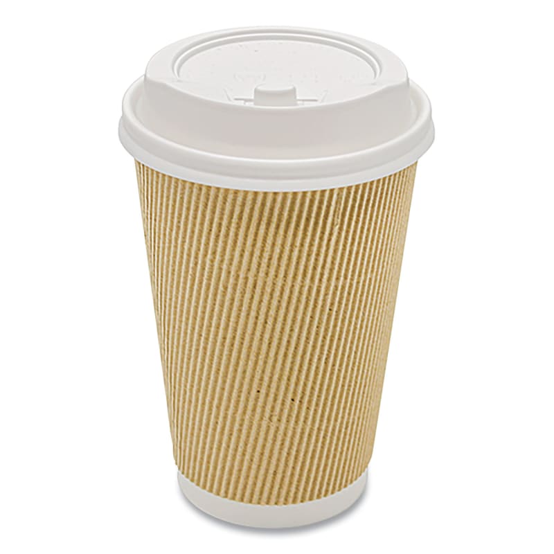 Karat KRTCKRC516 Ripple Hot Cups, 16 oz, Paper, Kraft/White, 500/Carton