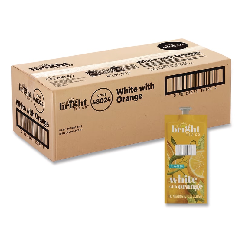 The Bright Tea Co. MDKMDRB504 Tea Freshpack Pods, White With Orange, 0.05 Oz, 100/carton