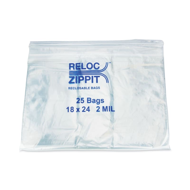 BagCo MGPMGZ2P1824 Zippit Resealable Bags, 2 mil, 18 x 24, Clear, 25 Bags/Pack, 10 Packs/Carton