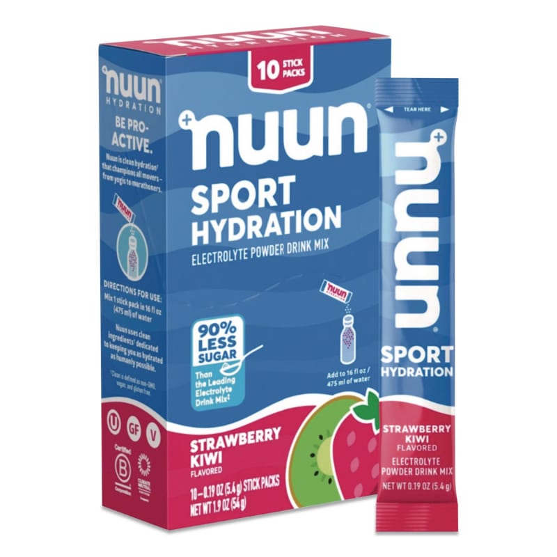 nuun NUU02394 Sport Hydration Electrolyte Powder Drink Mix, Strawberry Kiwi, 0.19 oz Stick, 10/Box