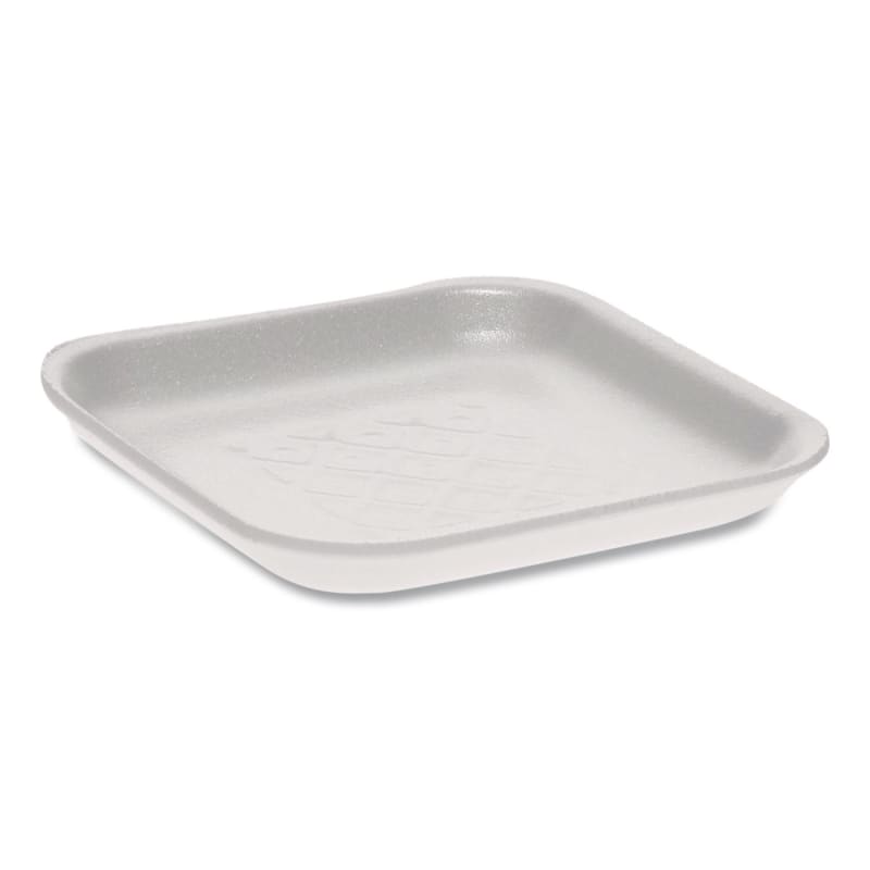 Pactiv Evergreen PCT0TF101S00000 Supermarket Tray, #1S, 5.1 x 5.1 x 0.65, White, Foam, 1,000/Carton