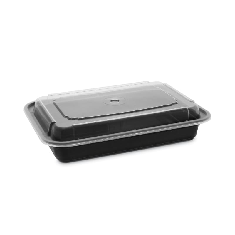 Pactiv Evergreen PCTNC868B Newspring VERSAtainer Microwavable Containers, 28 oz, 8.8 x 6 x 2, Black Base/Clear Lid, Plastic, 150/Carton