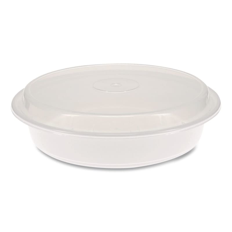 Pactiv Evergreen PCTNC948 Newspring VERSAtainer Microwavable Containers, 48 oz, 9.5 x 9.5 x 2.4, White/Clear, Plastic, 150/Carton