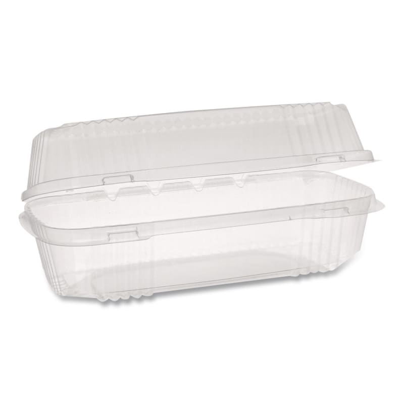 Pactiv Evergreen PCTYCI81049 ClearView SmartLock Hinged Lid Container, Hoagie Container, 27 oz, 9.3 x 4.5 x 3, Clear, Plastic, 250/Carton