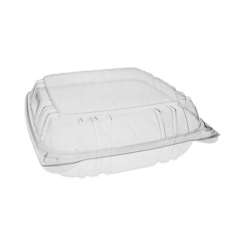 Pactiv Evergreen PCTYCI821100000 SENSATION SmartLock Hinged Lid Container, 9.2 x 8.9 x 3.1, Clear, Plastic, 200/Carton