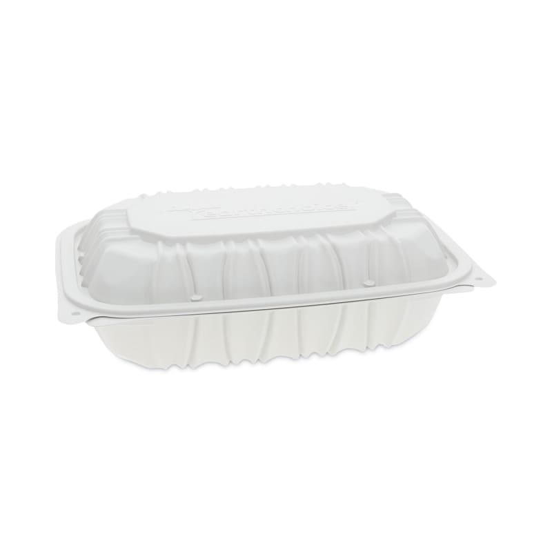 Pactiv Evergreen PCTYCNW0207 EarthChoice Vented Microwavable MFPP Hinged Lid Container, 9 x 6 x 2.75, White, Plastic, 170/Carton