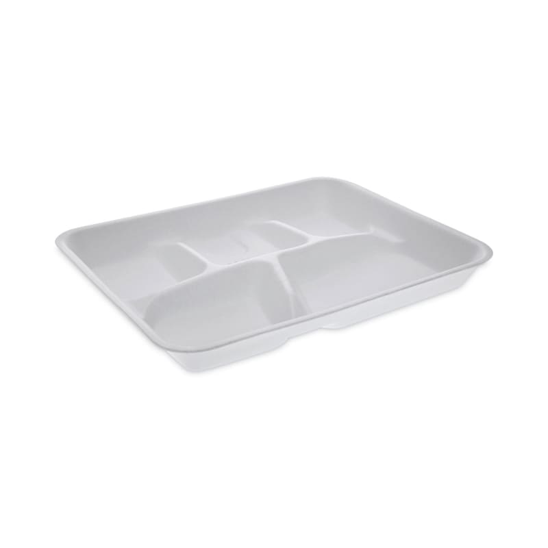 Pactiv Evergreen PCTYTH10500SGBX Foam School Trays, 5-Compartment Tray, 8.25 x 10.5 x 1, White, 500/Carton