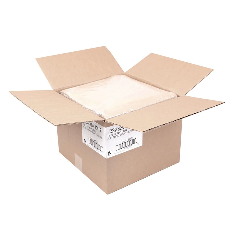Paterson PDHWG01009 Grease-Resistant Food Wrap, 12 x 12, Natural, 5,000/Carton