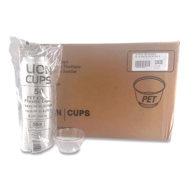 Plastifar PST18438 Plastic Cold Cups, Sundae, 5 oz, Clear, 1,000/Carton