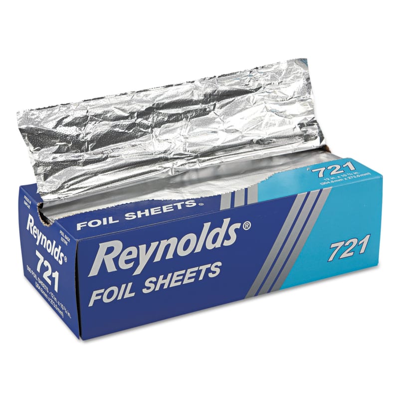 Reynolds Wrap RFP721BX Pop-Up Interfolded Aluminum Foil Sheets, 10.75 x 12, 500/Box