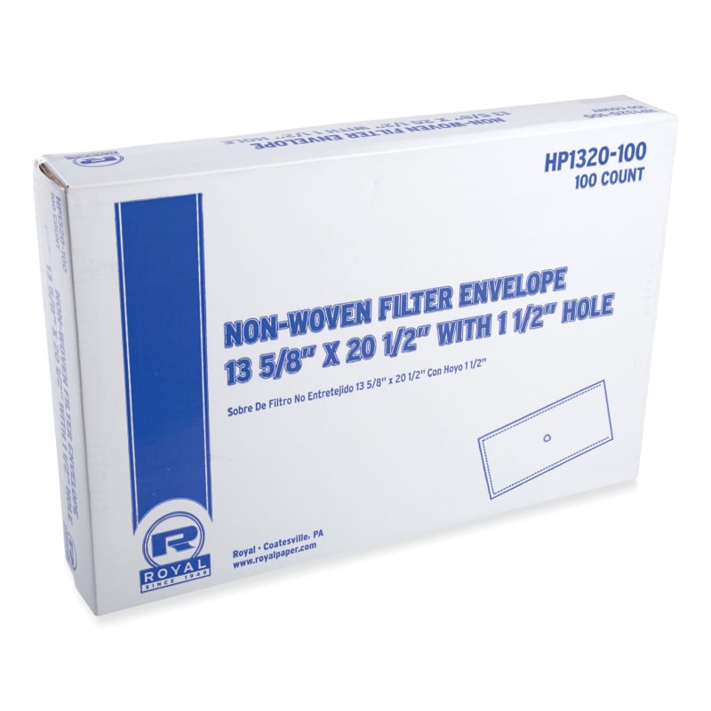 AmerCareRoyal RPPHP1320100 Filter Envelope, Fry Oil, 13.75" x 20.75" with 1.5" Hole, 100/Carton