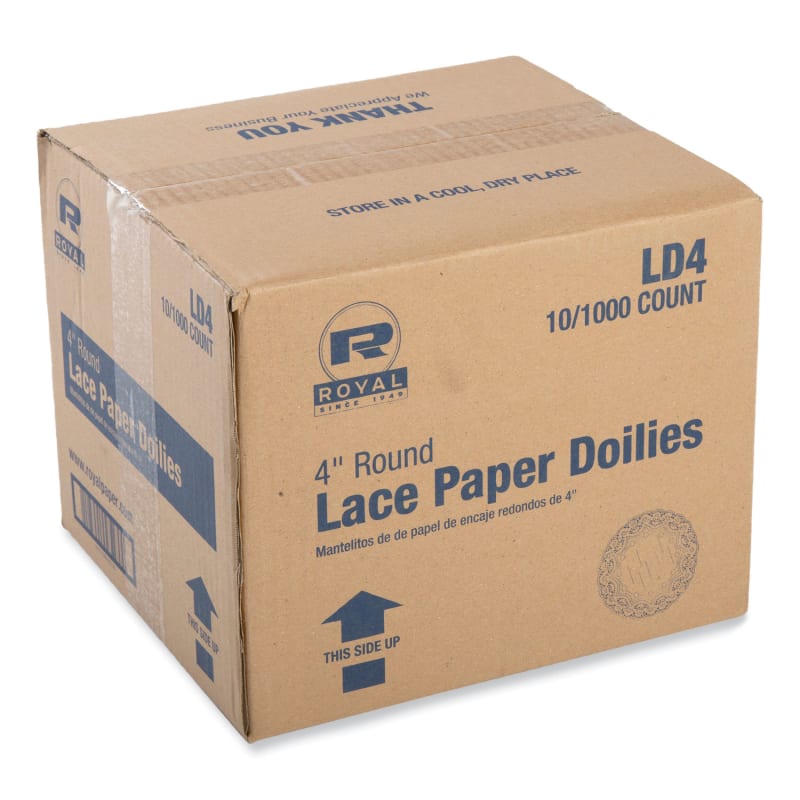 AmerCareRoyal RPPLD4 Lace Doilies, Round, 4", White, 10,000/Carton