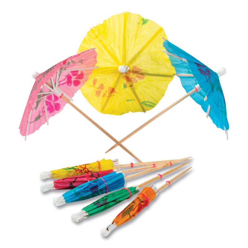 AmerCareRoyal RPPRP144 Cocktail Parasols, 3", Assorted, 144/box, 50 Boxes/carton