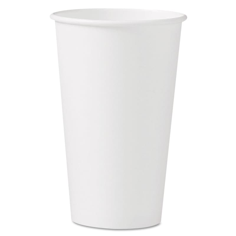 SOLO SCC316W Single-Sided Poly Paper Hot Cups, 16 oz, White, 50/Sleeve, 20 Sleeves/Carton