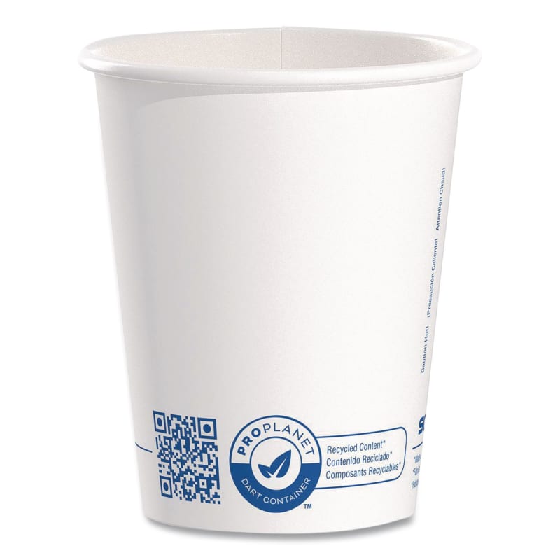 SOLO SCC370RCPLANET Recycled Content PCF Paper Hot Cups, ProPlanet Seal, 10 oz, White/Blue, 1,000/Carton