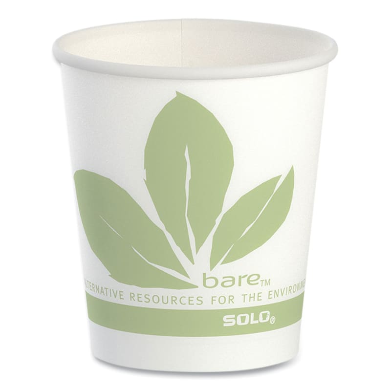 SOLO SCC44BB Bare Eco-Forward Treated Paper Cold Cups, ProPlanet Seal, 3 oz, Bare Design, 100/Sleeve, 50 Sleeves/Carton