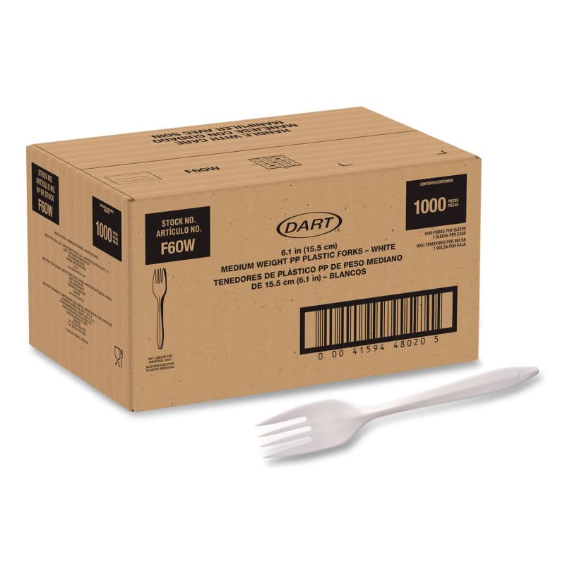 SOLO SCCF6OW Style Setter Medium Weight Polypropylene Cutlery, Fork, Plastic, White, 1,000/Carton