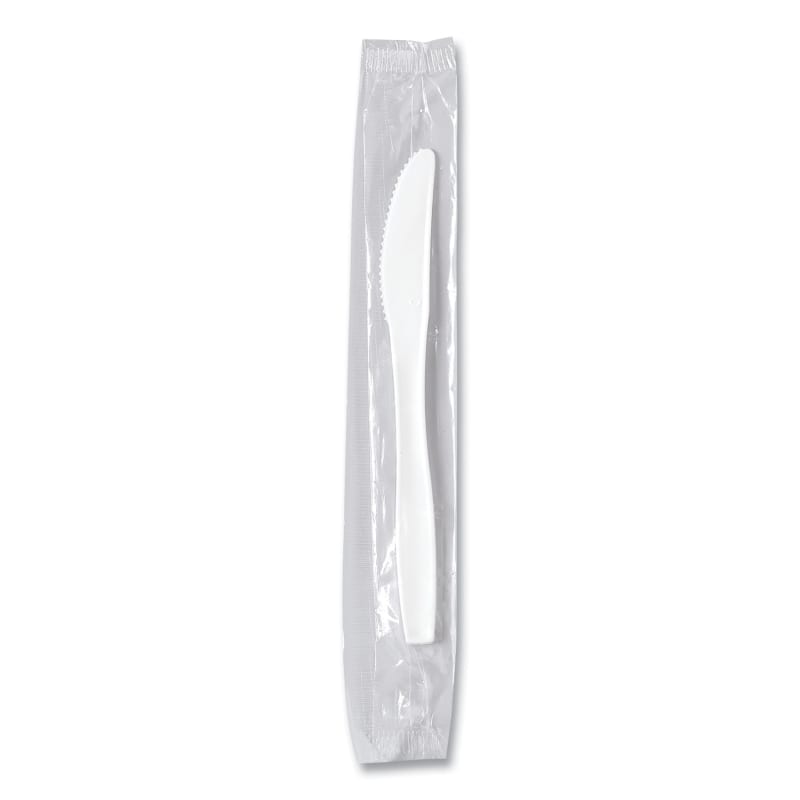 SOLO SCCMOW20007 Regal Mediumweight Cutlery, Individually Wrapped, Knife, Plastic, White, 1,000/Carton