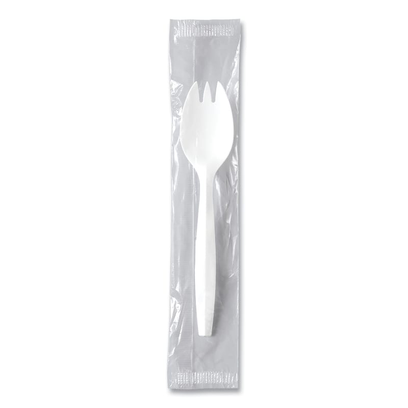 SOLO SCCMOW60007 Regal Mediumweight Cutlery, Individually Wrapped, Spork, Plastic, White, 1,000/Carton