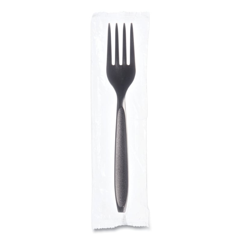 SOLO SCCRSK10004 Reliance Mediumweight Cutlery, Fork, Plastic, Black, 1,000/Carton