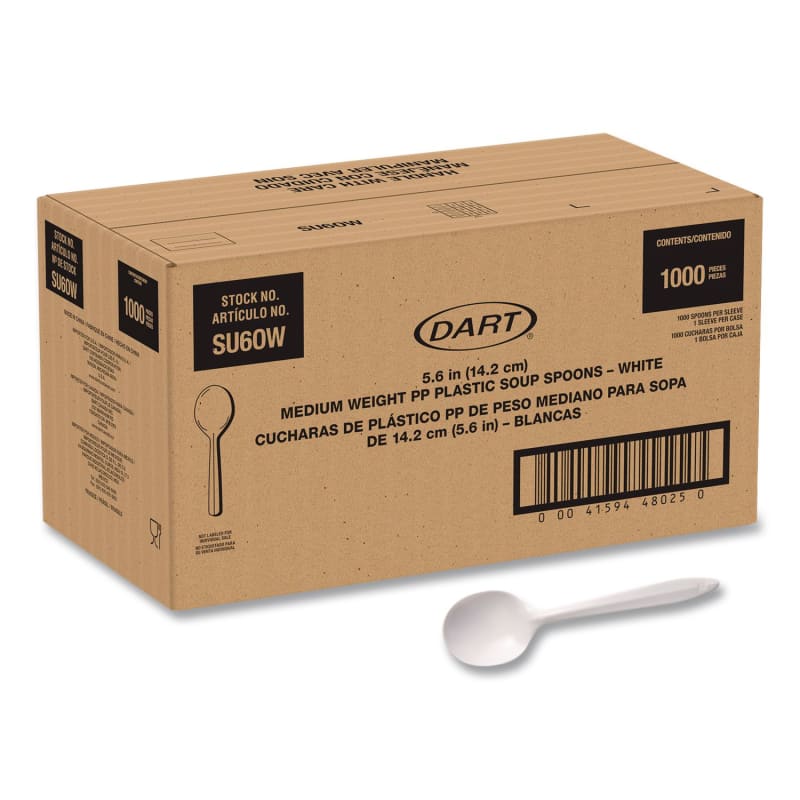 SOLO SCCSU6OW Style Setter Medium Weight Polypropylene Cutlery, Soup Spoon, Plastic, White, 1,000/Carton