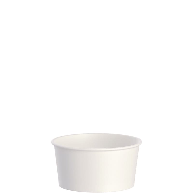 SOLO SCCVS606X02050 Double Poly Paper Food Container, 6 oz, 3.83" Diameter x 1.99" h, White, 1,000/Carton