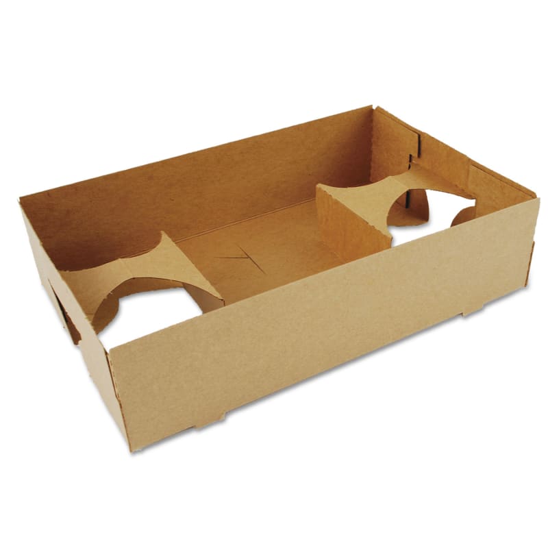 SCT SCH0120 4-Corner Pop-Up Food and Drink Tray, 4-Cup Tray with Free Central Space, 10 x 6.5 x 2.5, Brown, Paper, 250/Carton