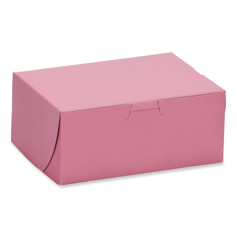 SCT SCH0813 Pink One-Piece Non-Window Bakery Box, 7 x 5 x 3, Pink, Paper, 250/Carton