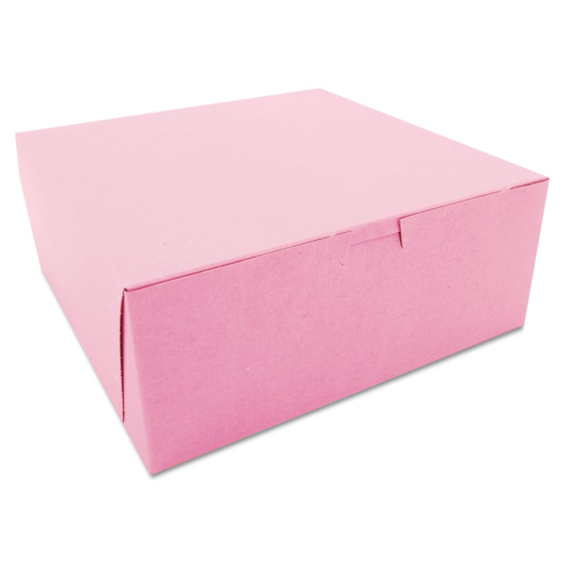 SCT SCH0873 Pink One-Piece Non-Window Bakery Box, 10 x 10 x 4, Pink, Paper, 100/Carton