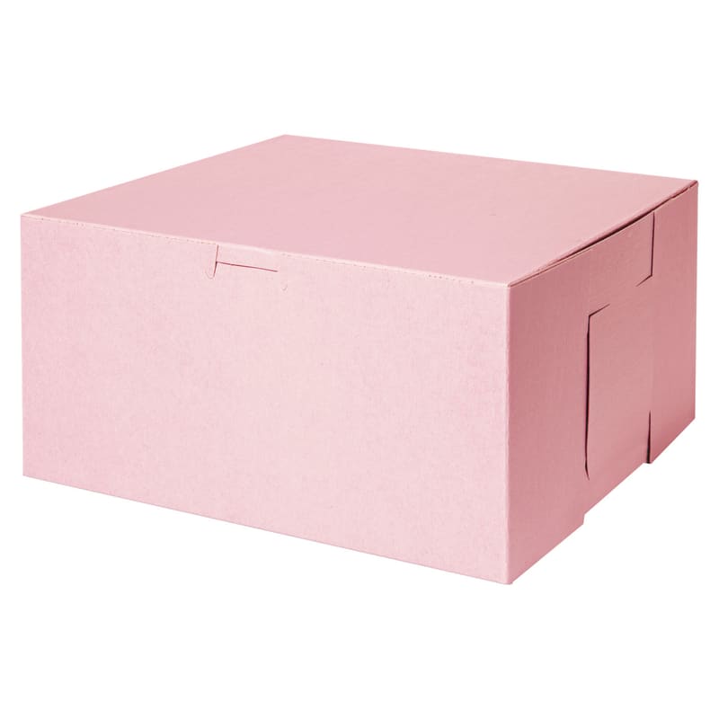 SCT SCH0878 Pink One-Piece Non-Window Bakery Box, 10 x 10 x 5, Pink, Paper, 100/Carton