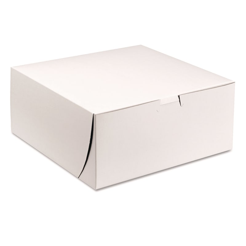 SCT SCH0961 White One-Piece Non-Window Bakery Boxes, 9 x 9 x 4, White, Paper, 200/Carton