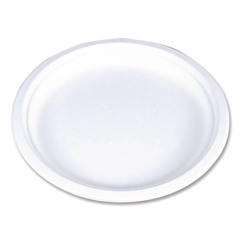 SCT SCH18140WPF ChampWare Molded Fiber Tableware, Molded Fiber Plate, 9" dia, White, 125 Plates/Sleeve, 4 Sleeves/Carton