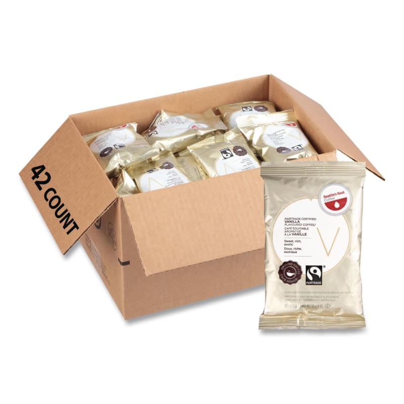 Seattle's Best SEA1092836 Premeasured Flavored Coffee Packs, Ft Vanilla, 2oz Packet, 42/carton