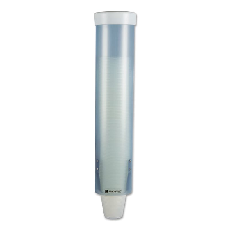 San Jamar SJMC3165FBL Adjustable Frosted Water Cup Dispenser, For 4 Oz To 10 Oz Cups, Blue