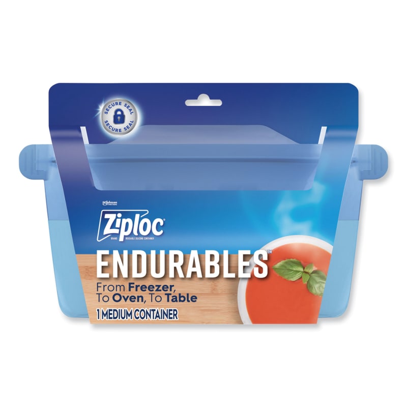 Ziploc SJN339969 Endurables Resusable Silicone Container, 4 Cups, 5.4 x 4.5 x 8.4, Clear, 4/Carton
