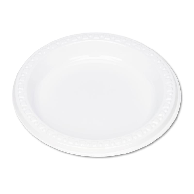 Tablemate TBL6644WH Plastic Dinnerware, Plates, 6" Dia, White, 125/pack
