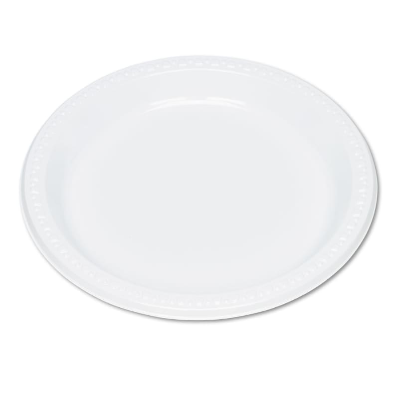 Tablemate TBL9644WH Plastic Dinnerware, Plates, 9" Dia, White, 500/Carton