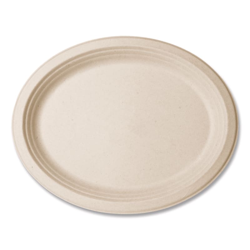 Vegware VEGVWP009NFA Nourish Molded Fiber Tableware, Compostable, Platter, Sugarcane, 8 x 10, White, 500/Carton
