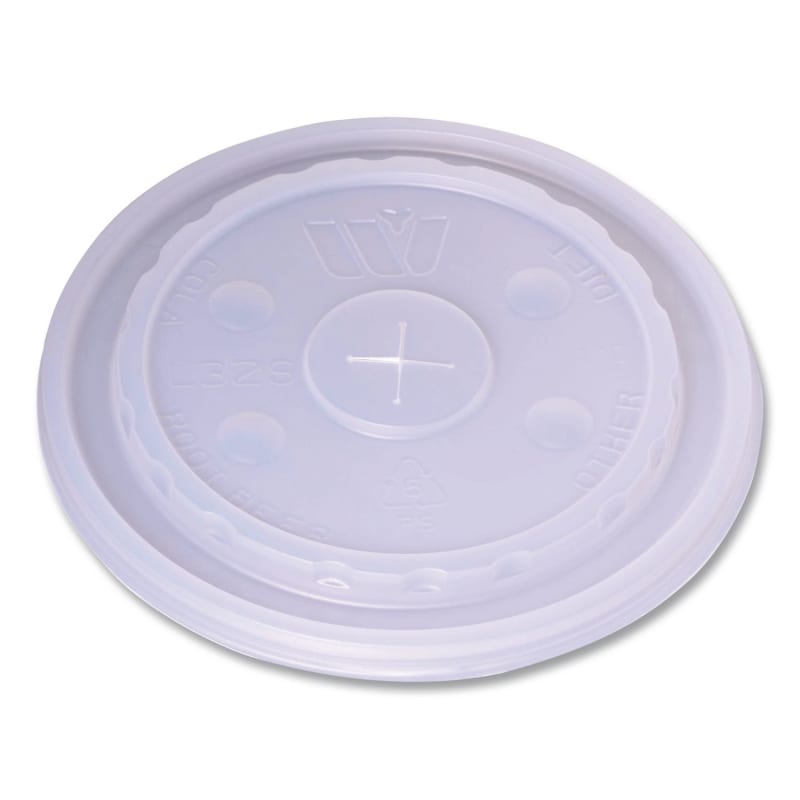 WinCup WCP221936 Plastic Lids for Foam Cups and Bowls, Slotted, Fits 32 oz to 64 oz Cold Cups, Translucent, 1,000/Carton