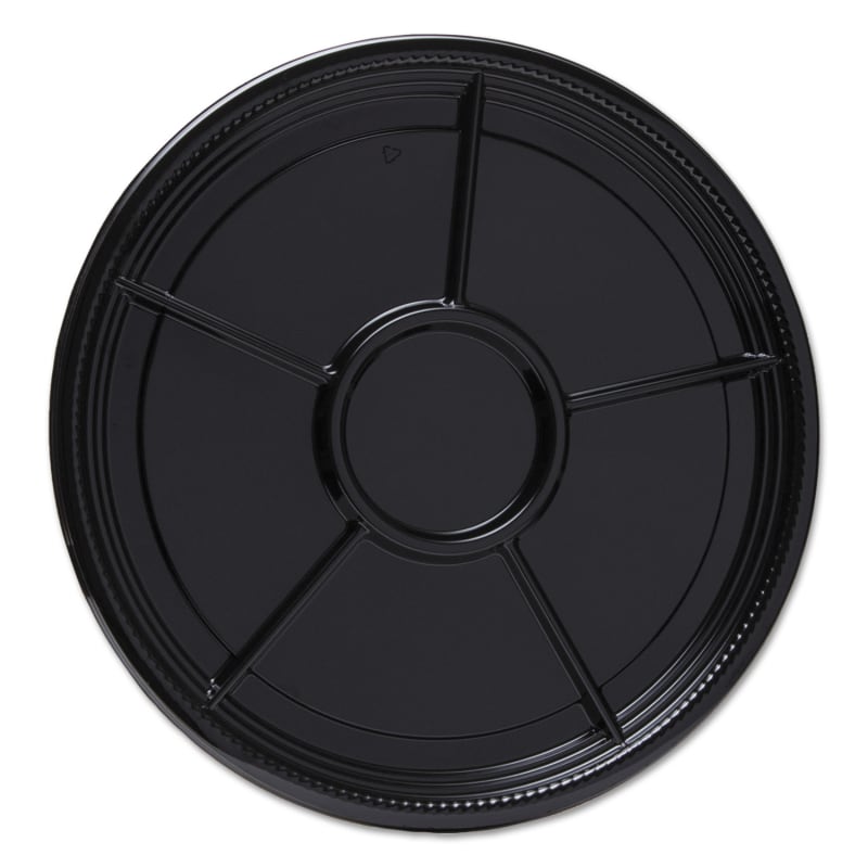 WNA WNAA526BL Caterline Casuals Thermoformed Platters, 6 Compartments, 16" Diameter, Black, Plastic, 25/Carton