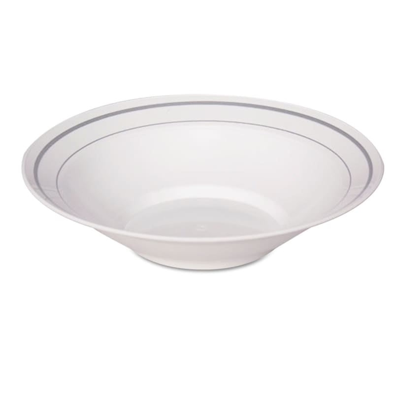 WNA WNAMPBWL10WSLVR Masterpiece Plastic Dinnerware, Bowl, 10 Oz, White/silver, 10/pack, 15 Packs/carton