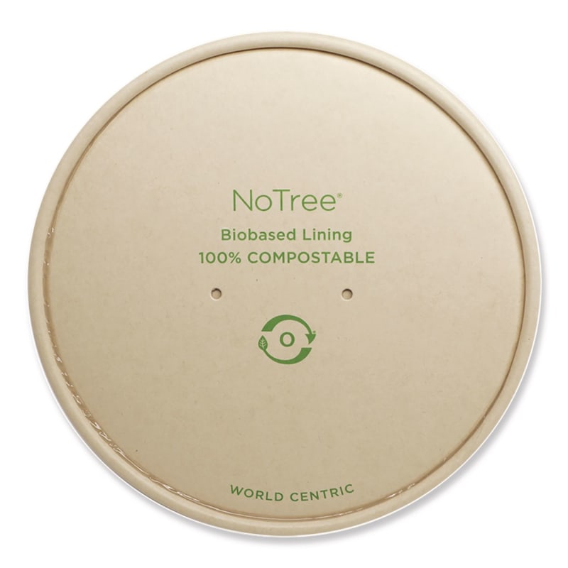 World Centric WORBOLNT24W Paper Lids for Bowls. 5.9" Diameter, Natural, 300/Carton