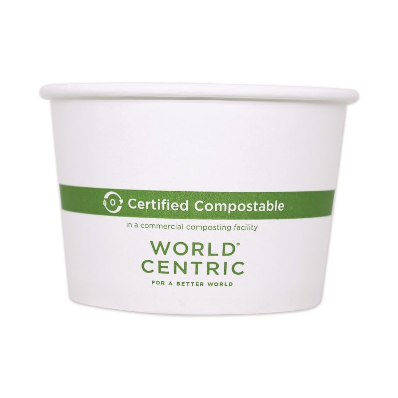World Centric WORBOPA8 Paper Bowls, 8 oz, 3.5" Diameter x 2.3" h, White, 1,000/Carton
