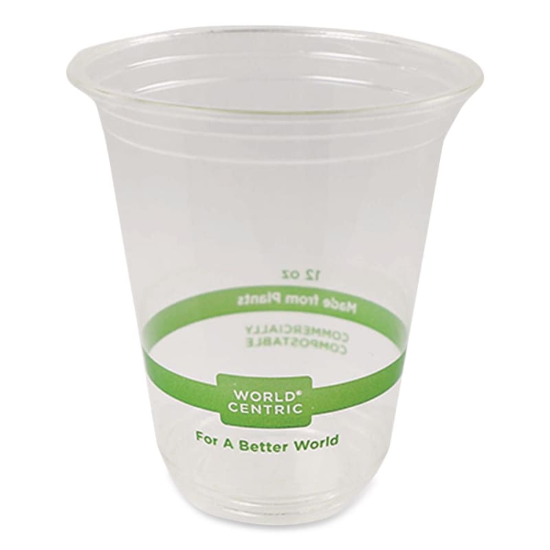 World Centric WORCPCS12 PLA Clear Cold Cups, 12 oz, Plastic, Clear, 1,000/Carton