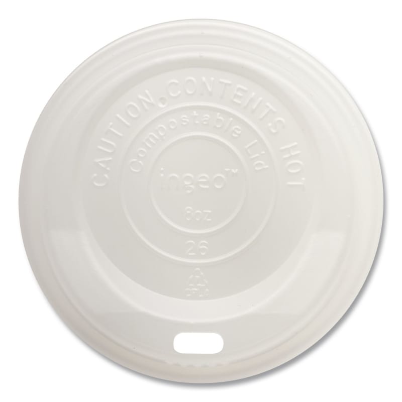 World Centric WORCULCS8 PLA Lids for Hot Cups, Fits 8 oz Hot Cups, Plastic, White, 1,000/Carton