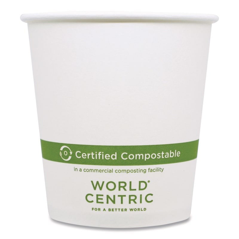 World Centric WORCUPA10 Paper Hot Cups, 10 oz, White, 1,000/Carton
